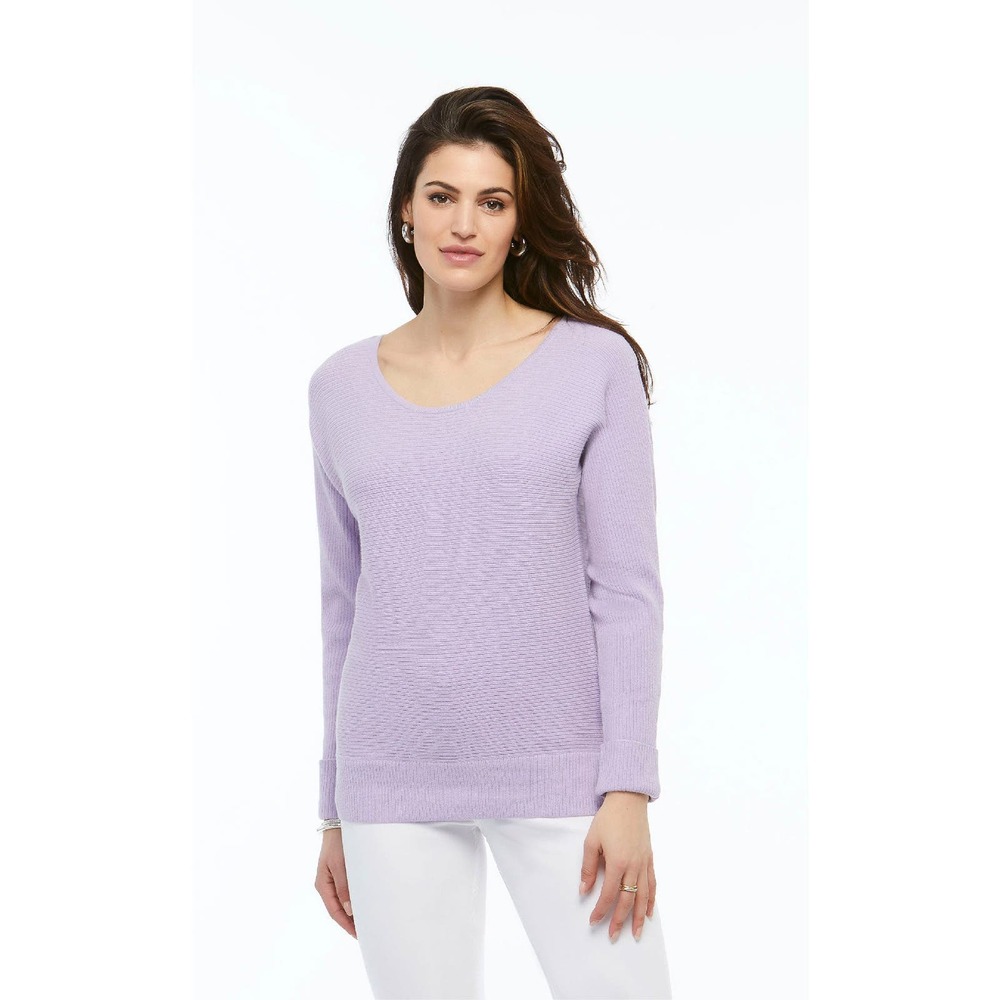 Women's Scoop Neck Lilac Sweater Size L Casual Spring Top Lavender ORLY NWT